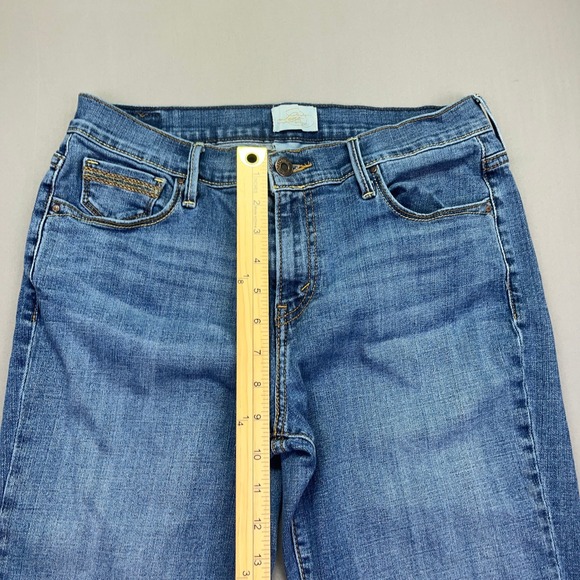 Signature Levi Strauss Capri Jeans Cuffed Hem Denim Blue Size 6 Fits 29" Grunge - Picture 2 of 11